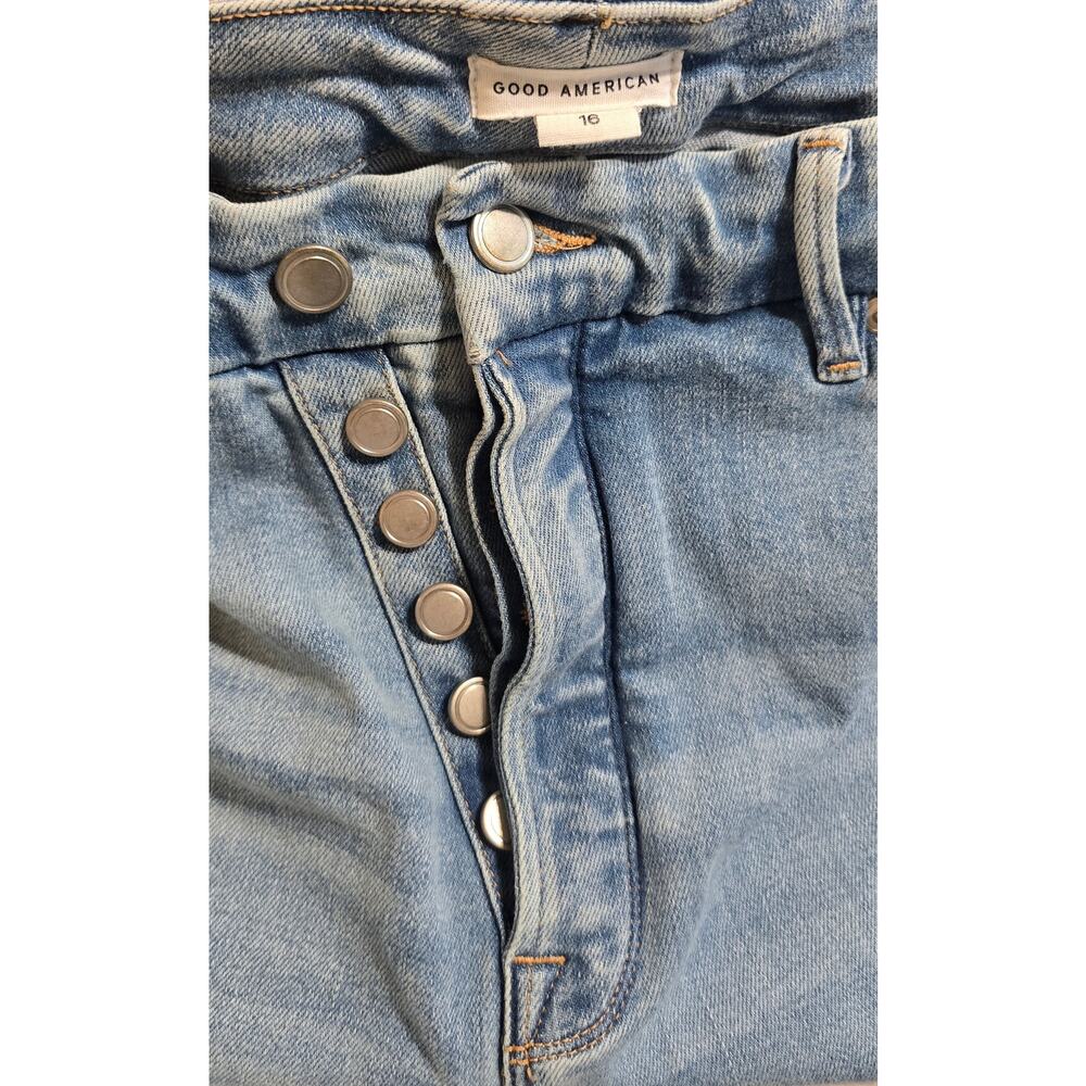 Good American Good Icon High Rise Straight Jeans Zip & Exposed Button Fly 16 - Picture 7 of 8